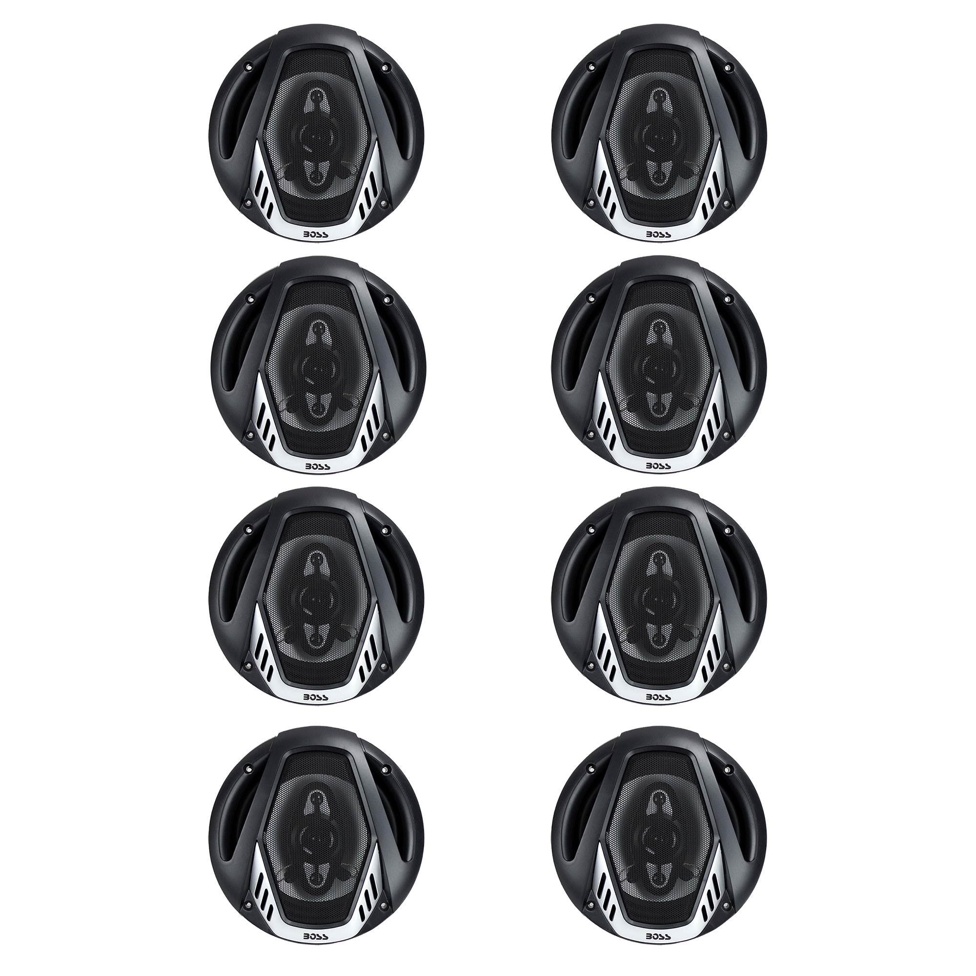 BOSS NX654 6.5" 400W 4-Way Car Audio Coaxial Speakers Stereo, Black (8 Speakers) - VMInnovations