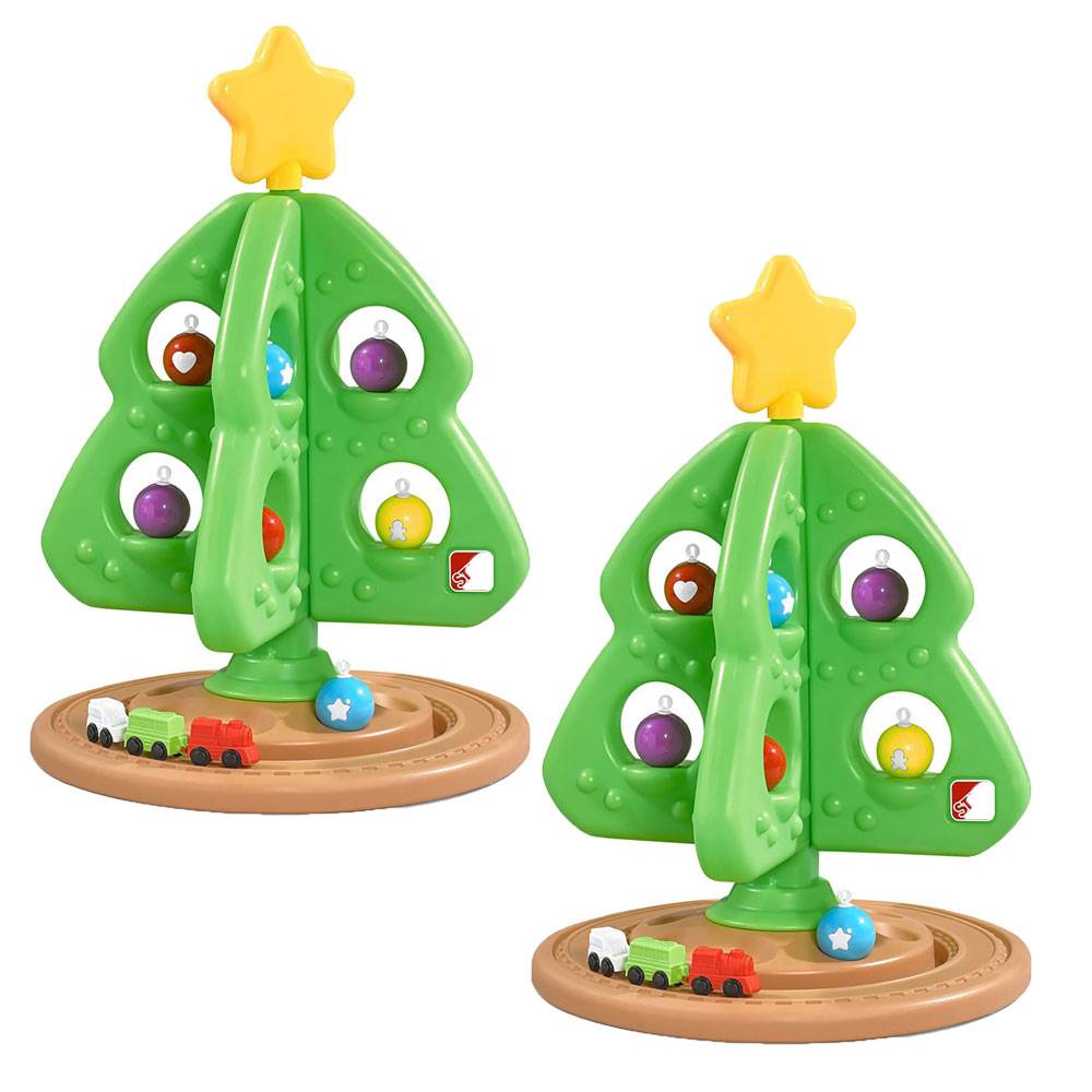 Step2 Baby Child Pretend First Christmas Tree with Ornaments and Trains (2 Pack)