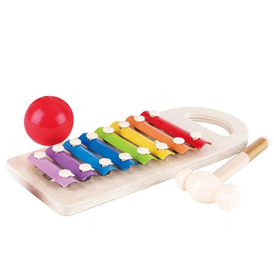 Hape Kids Wooden Rainbow Red Pound and Tap Bench with Xylophone (2 Pack)