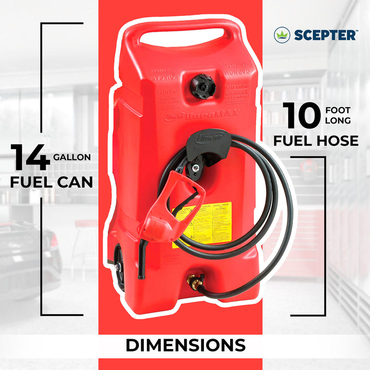 Scepter Flo N' Go Duramax 14 Gal Gas Fuel Tank Container Caddy Can & Pump, 2 Pk - VMInnovations