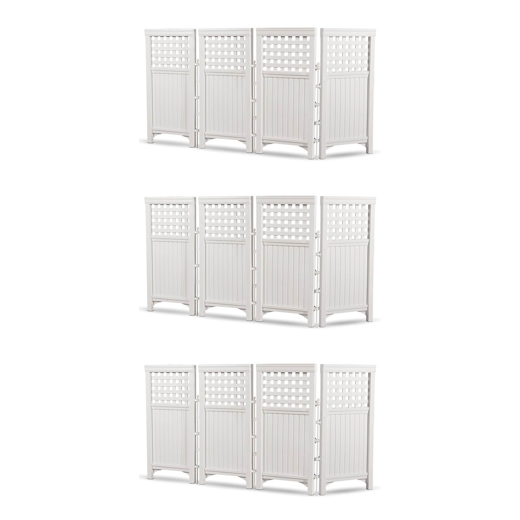 Suncast Outdoor Garden Yard 4 Panel Screen Enclosure Gated Fence, White (3 Pack) - VMInnovations
