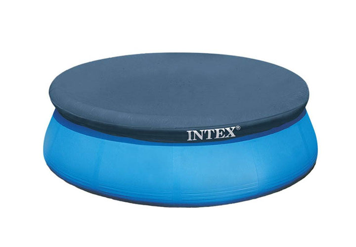 Intex Swimming Pool Kit w/ Vacuum Skimmer, Pole, & Debris Round Cover Tarp - VMInnovations