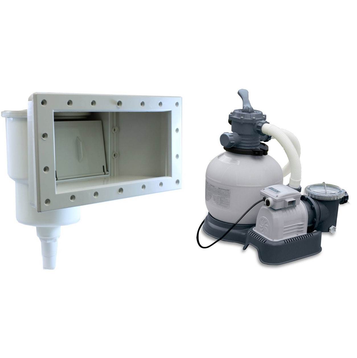 Intex 2800 GPH Sand Filter Pump & Hydro Tools ABS Through Wall Skimmer Kit - VMInnovations