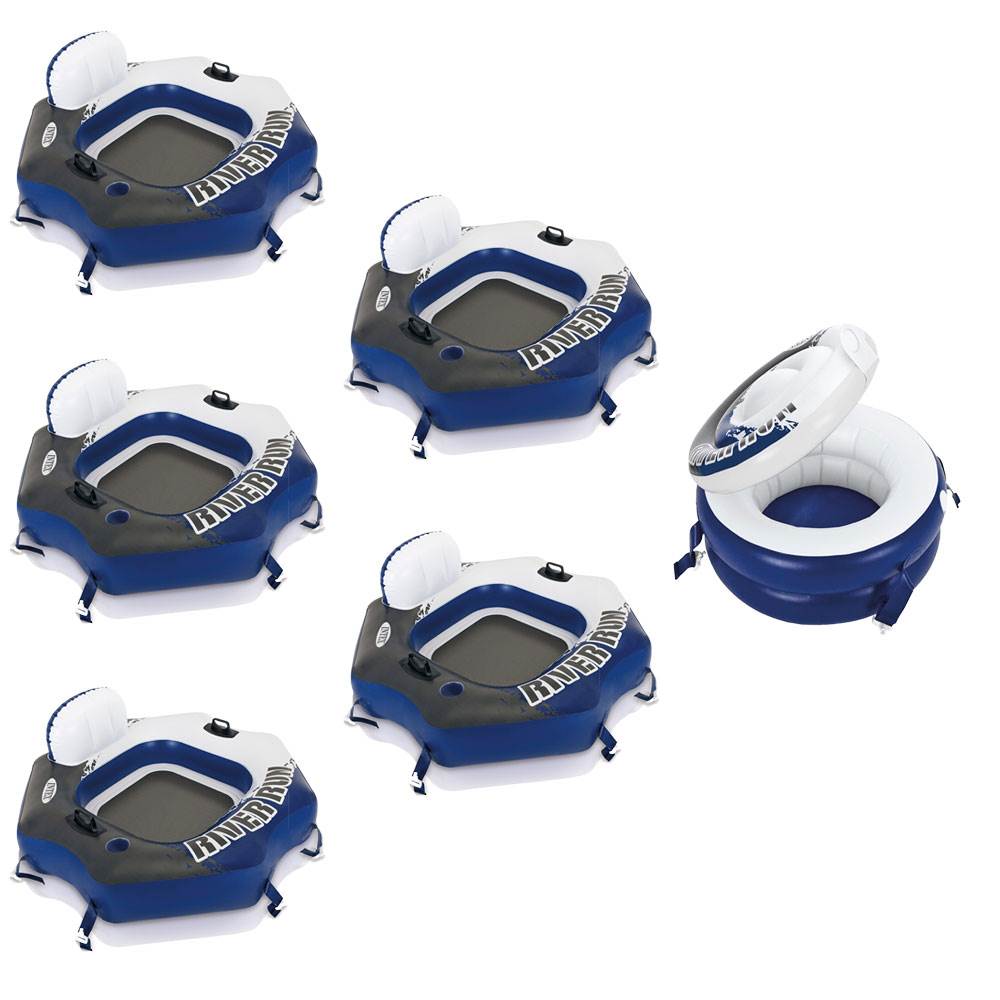 Intex River Run Connect Lounge Inflatable Tube (5 Pack) & Inflatable Cooler