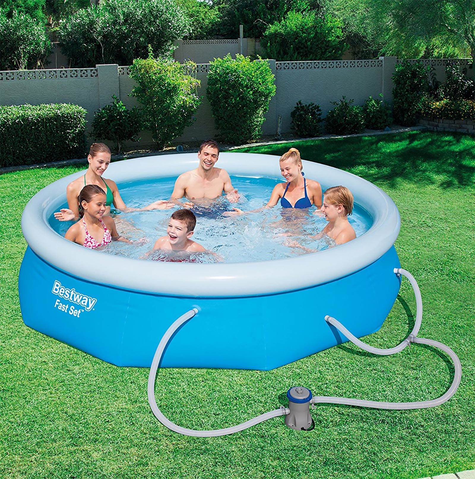 Bestway 10ft x 30in Fast Inflatable Above Ground Swimming Pool & Pump (2 Pack)