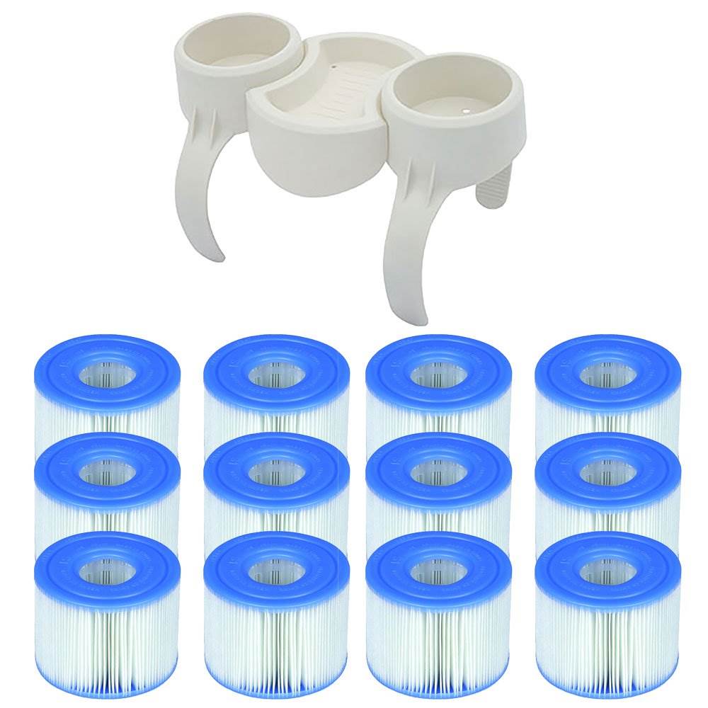Bestway SaluSpa Drinks Holder Tray & Type S1 Pool Filter Cartridges (12 Pack) - VMInnovations