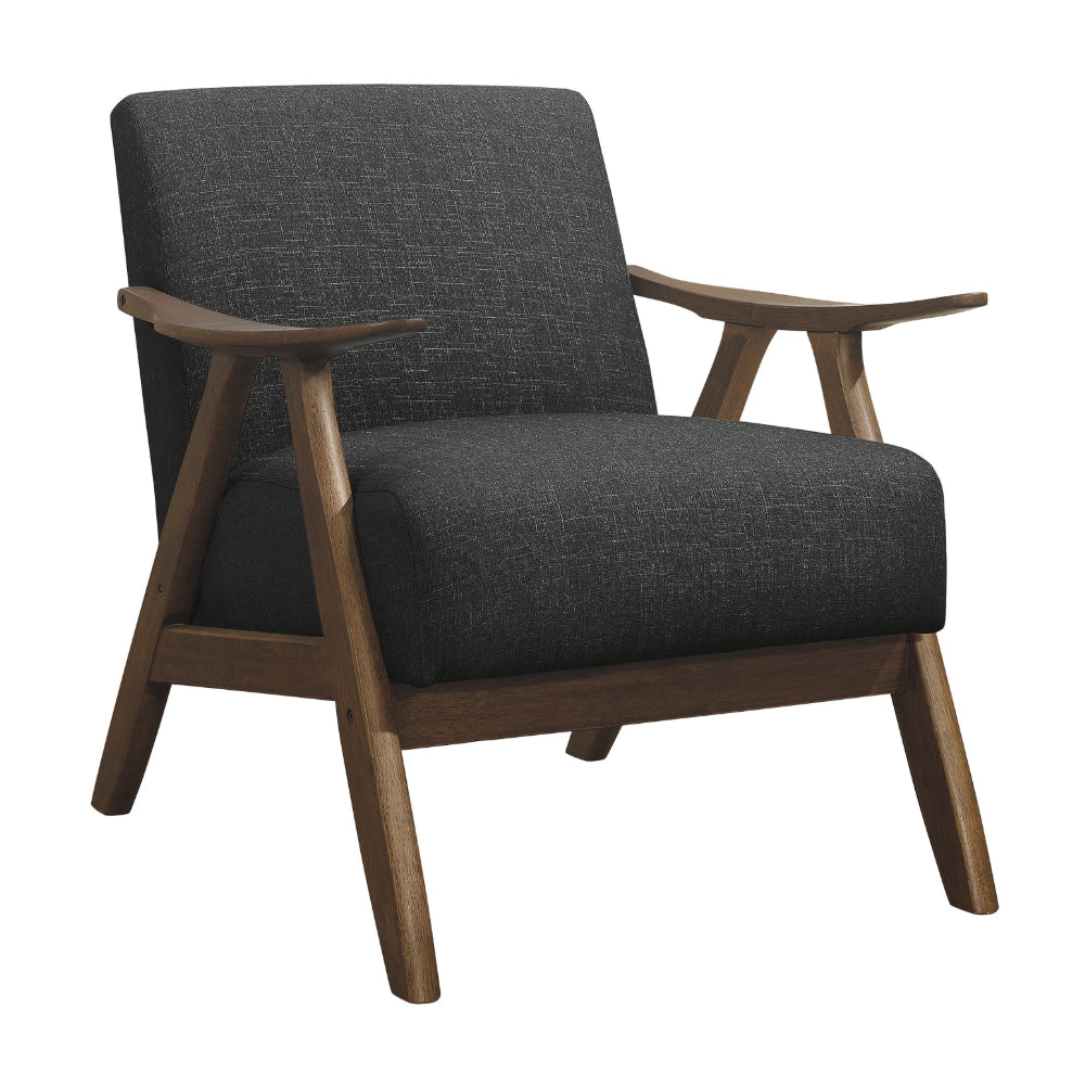 Lexicon Damala Collection Retro Inspired Wood Accent Chair, Dark Grey (2 Pack)