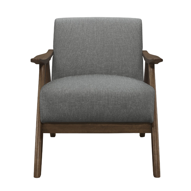Lexicon Damala Collection Retro Inspired Wood Frame Home Accent Chair Seat, Grey
