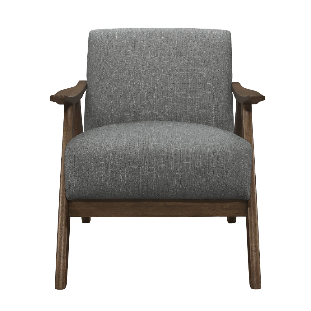 Lexicon Damala Collection Retro Inspired Wood Frame Accent Chair, Grey (2 Pack)