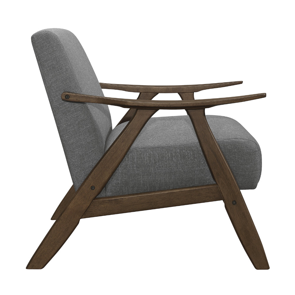 Lexicon Damala Collection Retro Inspired Wood Frame Home Accent Chair Seat, Grey