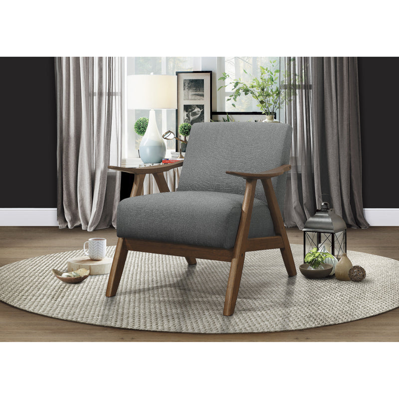 Lexicon Damala Collection Retro Inspired Wood Frame Home Accent Chair Seat, Grey