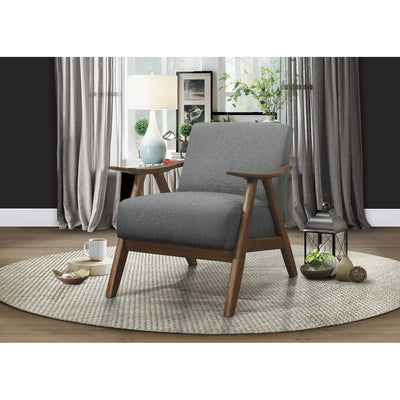 Lexicon Damala Collection Retro Inspired Wood Frame Accent Chair, Grey (2 Pack)