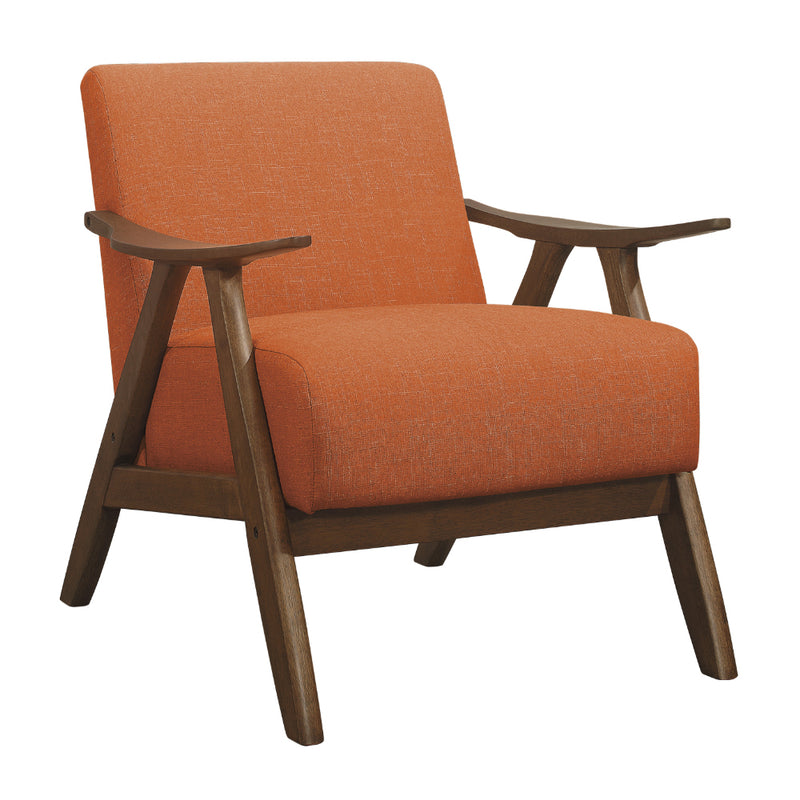 Lexicon Damala Collection Retro Wood Frame Accent Chair Seat, Orange (Open Box)