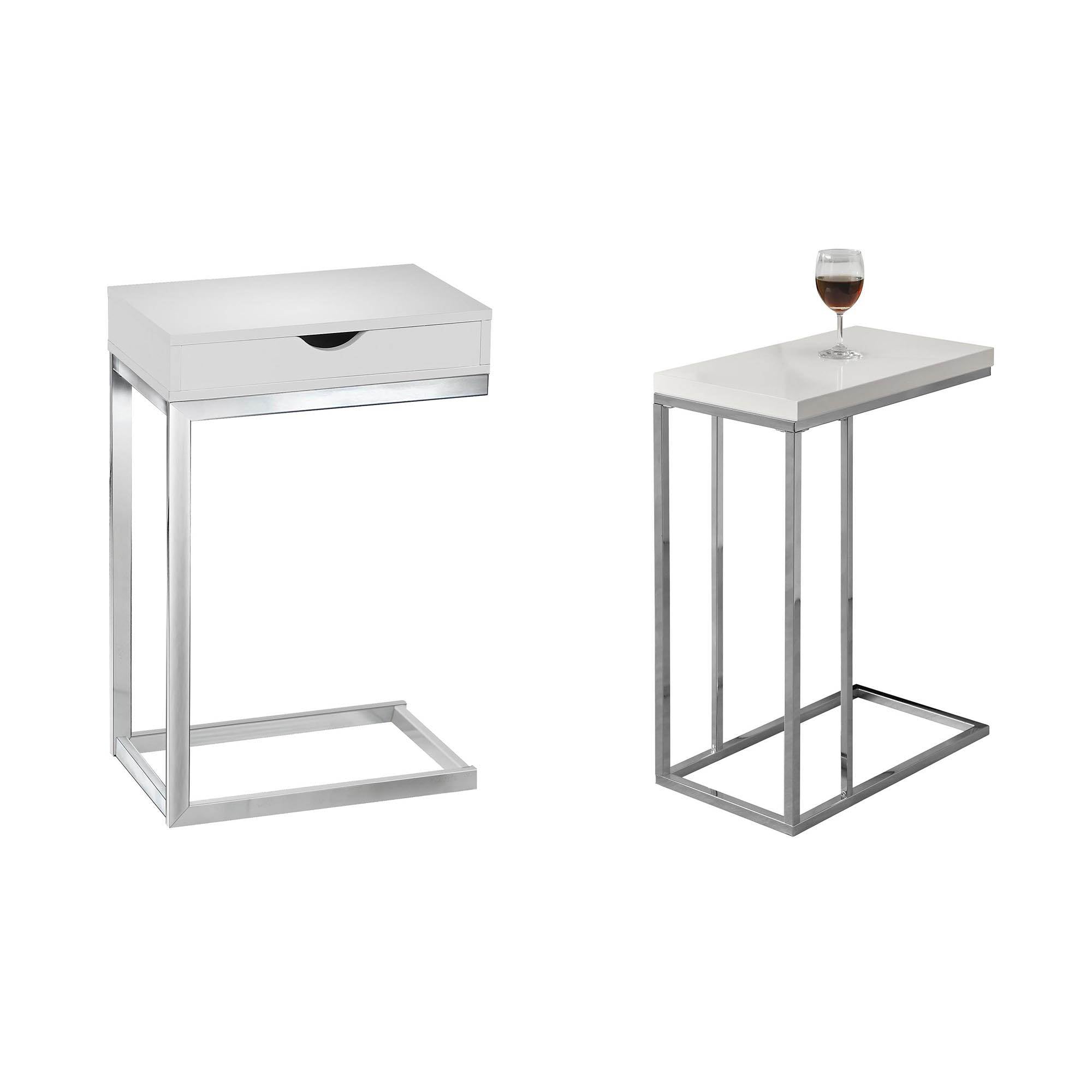 Monarch Specialties Contemporary End Table & Accent End Table, Glossy White