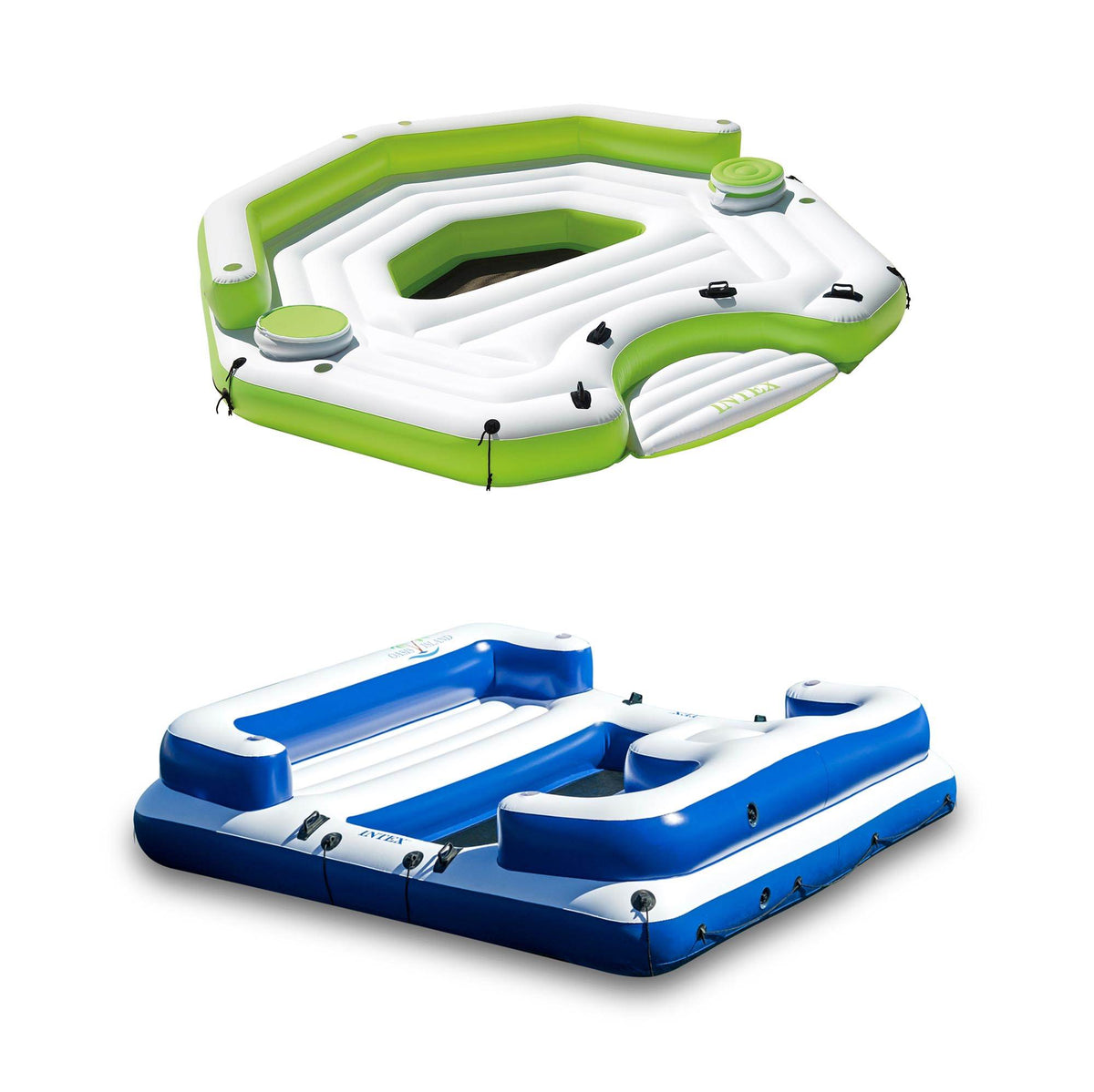 Intex Inflatable Key Largo Island Float with Coolers & Intex Oasis Island Raft