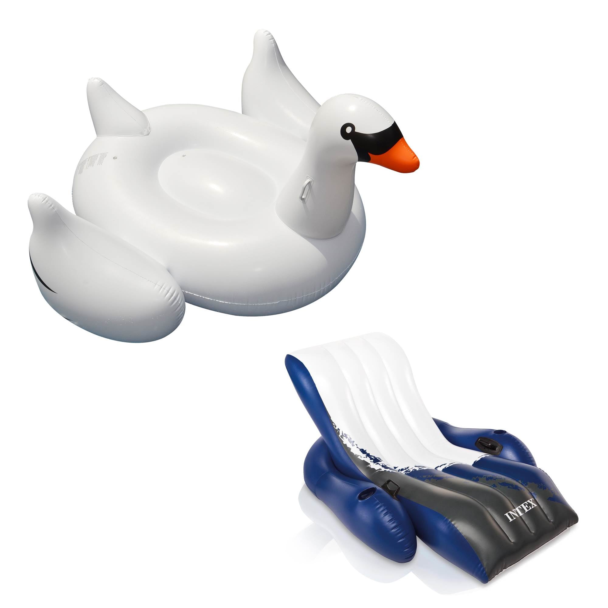 Swimline Giant Inflatable Swimming Pool Ride On Swan Float & Floating Recliner