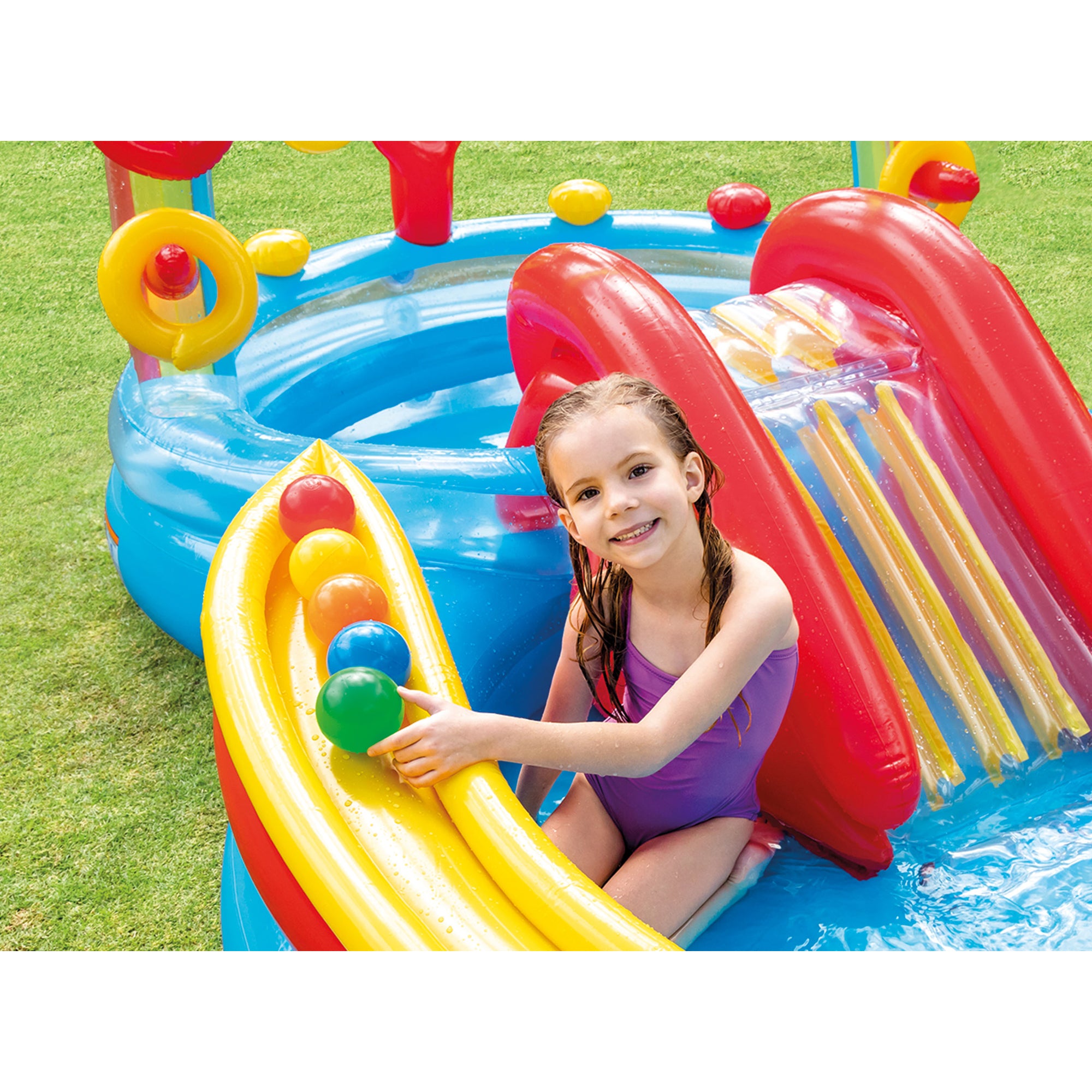 Intex 8ft x 6.25ft x 43in Dinosaur Play Pool & Inflatable Rainbow Play Pool - VMInnovations