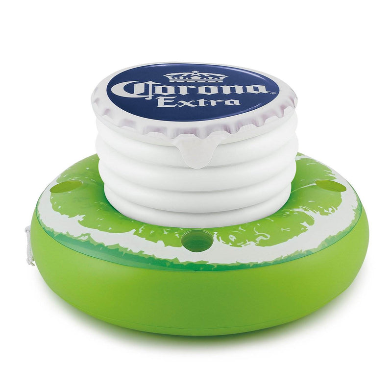 Corona 30" Inflatable Bottle Cap and Lime Floating Cooler w/Cup Holders (6 Pack)