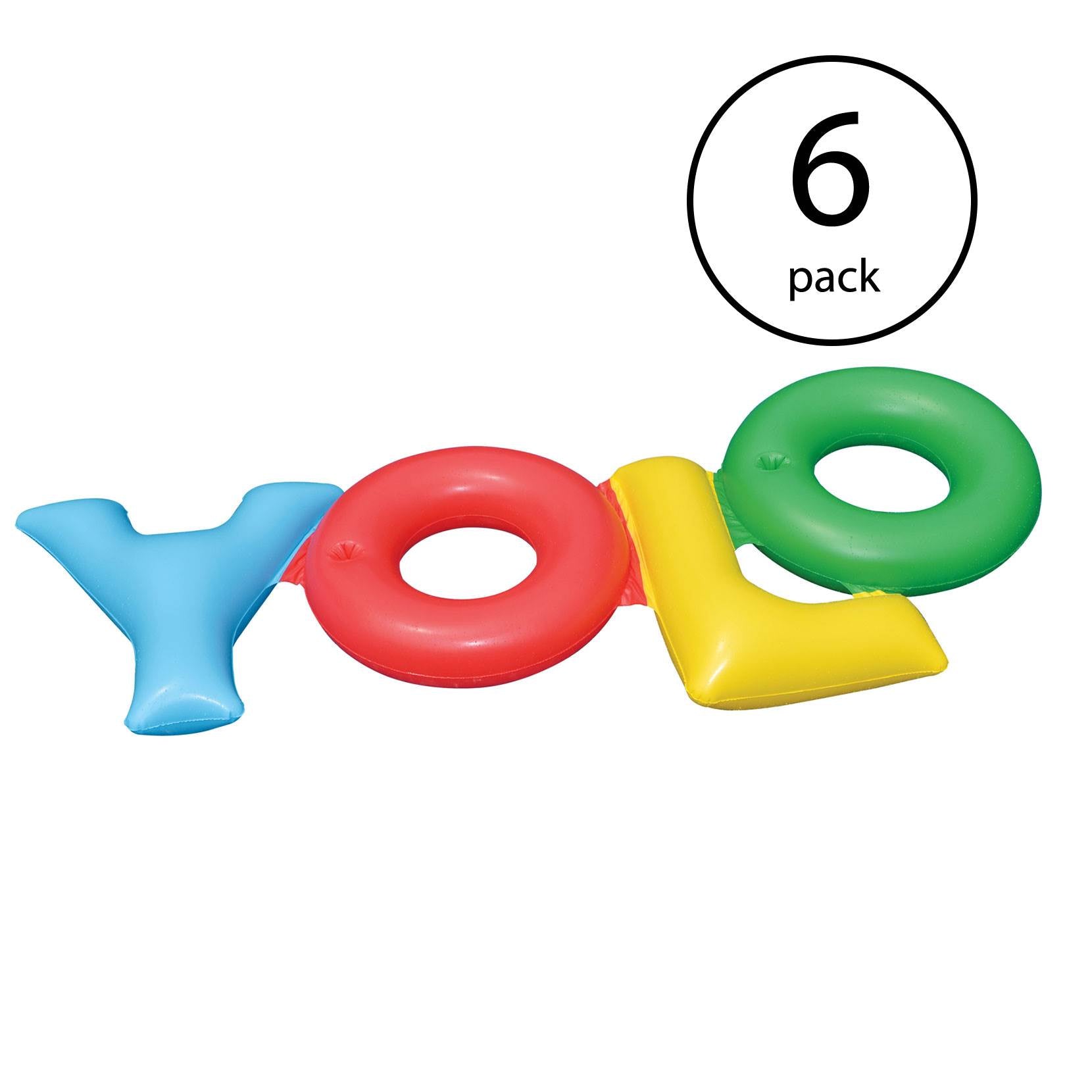 Swimline Inflatable YOLO! Swimming Pool Backyard Fun Raft Float Tube (6 Pack)