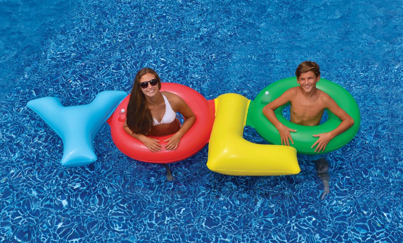 Swimline Inflatable YOLO! Swimming Pool Backyard Fun Raft Float Tube (6 Pack)