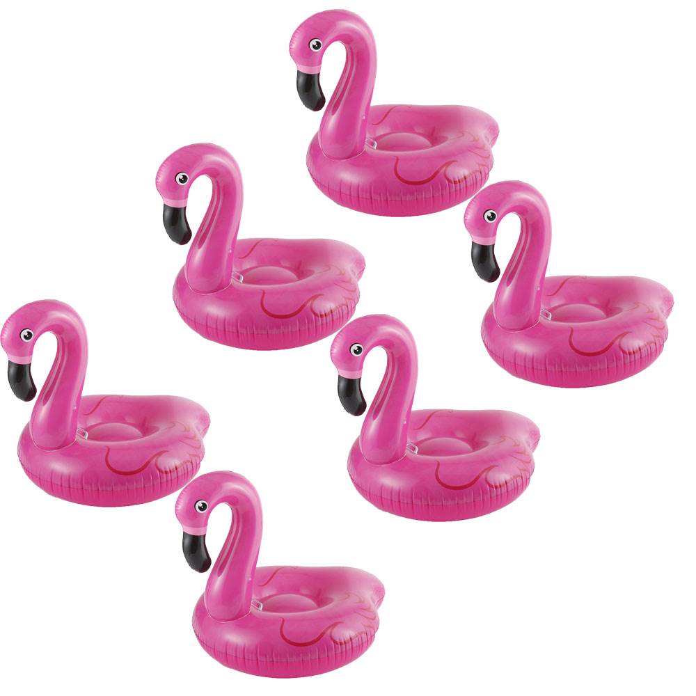 Summer Waves Jumbo Inflatable Pink Flamingo Ride-On Swimming Pool Raft (6 Pack)