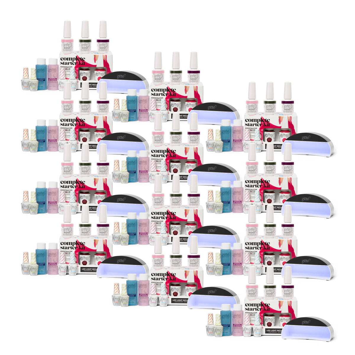 Gelish Gel Nail Polish Starter Kit, 9 mL with 5 Colors and LED Light, (12 Pack)