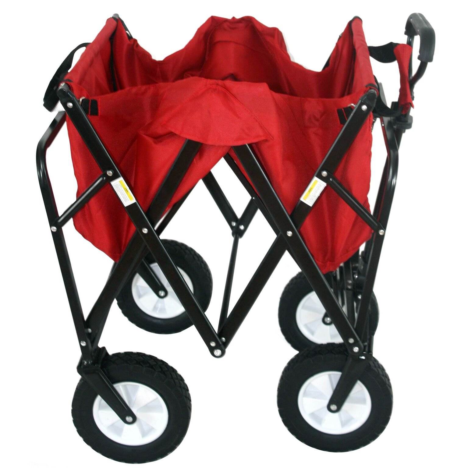 Mac Sports Collapsible Folding Steel Frame Outdoor Garden Wagon, Red (2 Pack) - VMInnovations