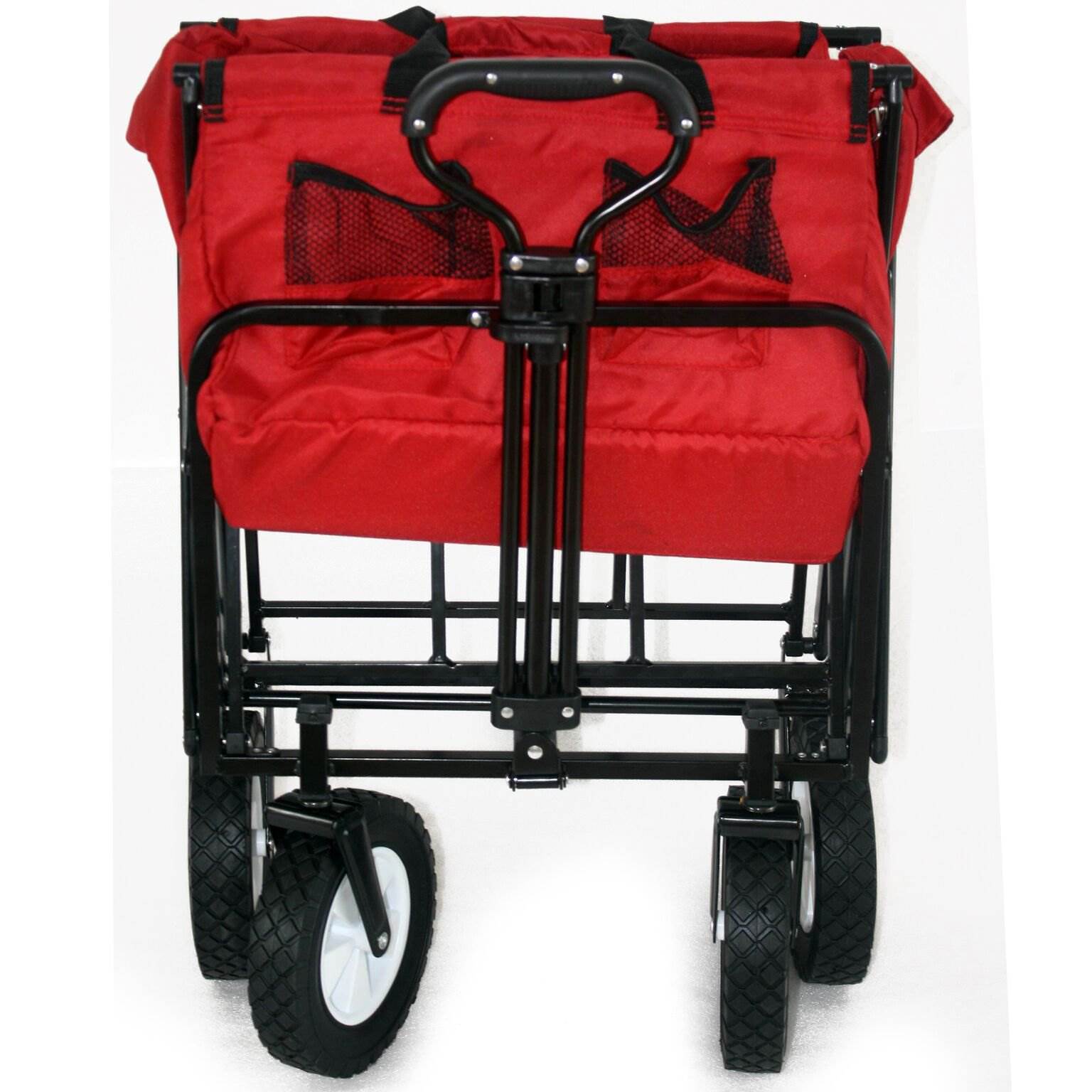 Mac Sports Collapsible Folding Steel Frame Outdoor Garden Wagon, Red (2 Pack) - VMInnovations