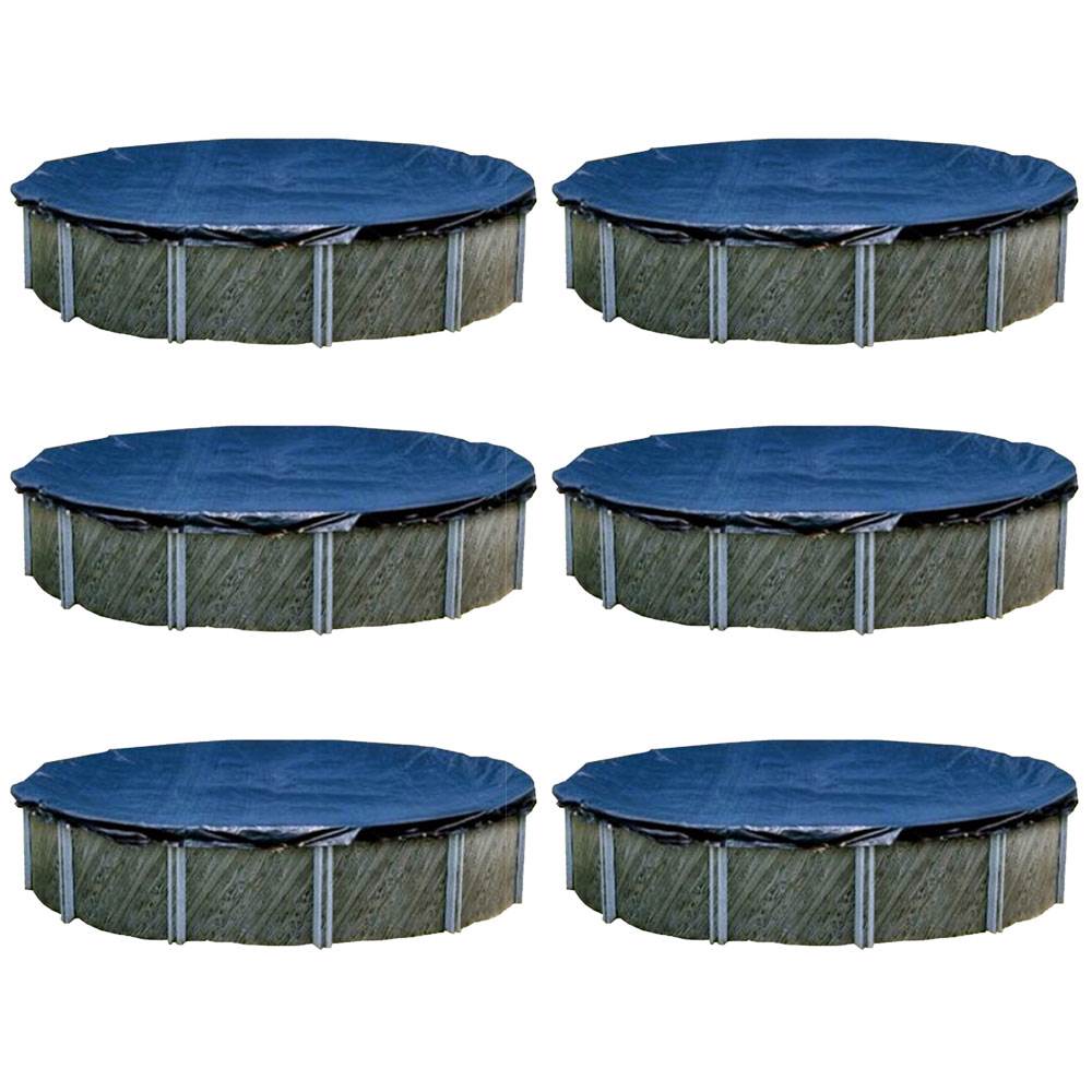 Swimline 15 Foot Round Above Ground Winter Swimming Pool Cover, Blue (6 Pack)
