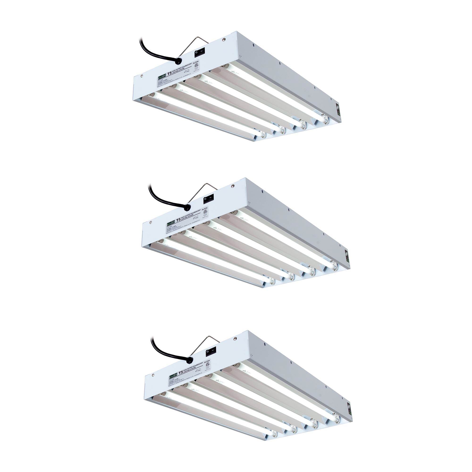 Hydrofarm FLT24 Agrobrite 4-Tube Hydroponic 2 Ft Grow Light Fixture 96W (3 Pack)
