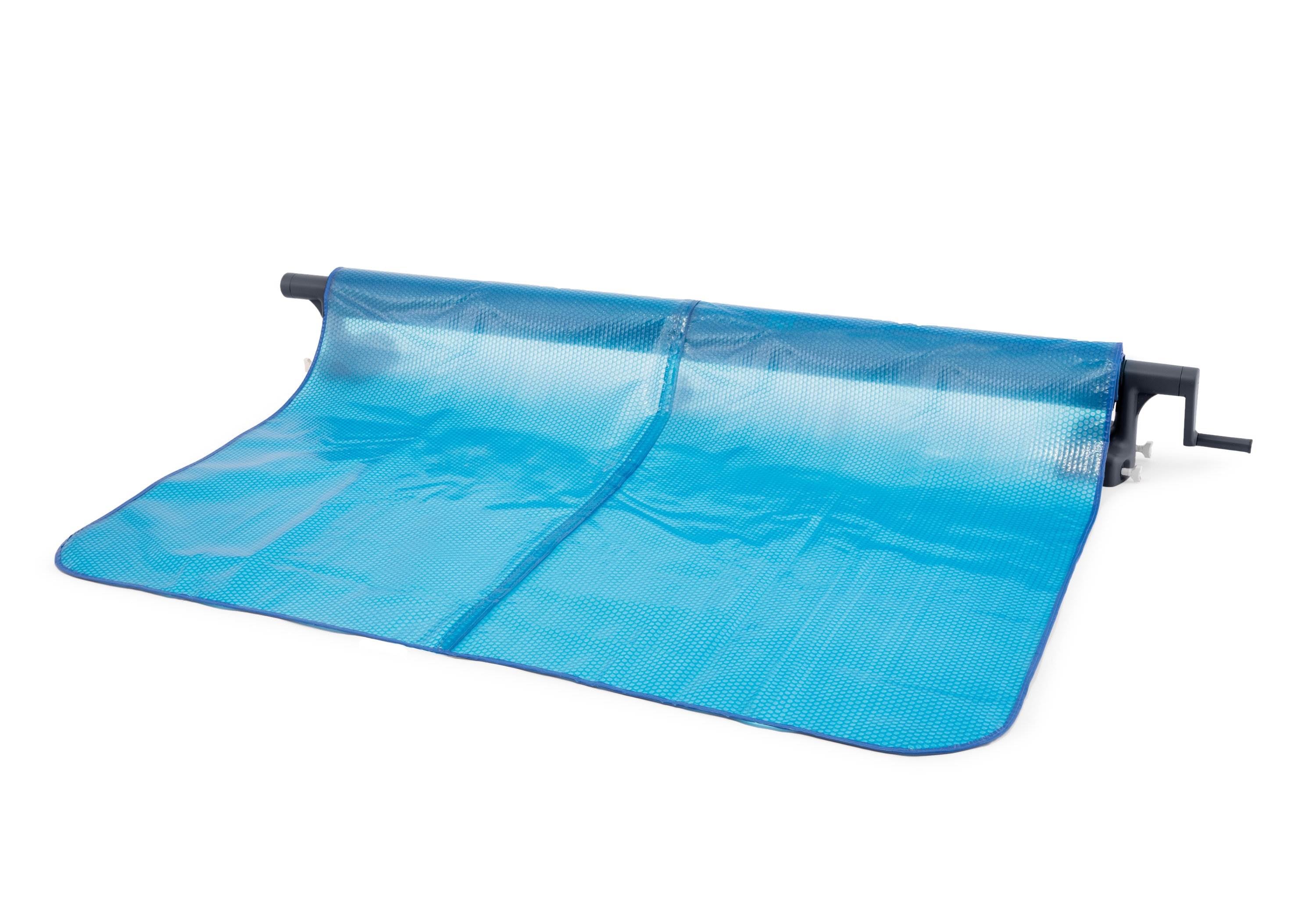 Intex Aluminum Base Solar Swimming Pool Cover Reel & 9' x 18' Solar Pool Cover