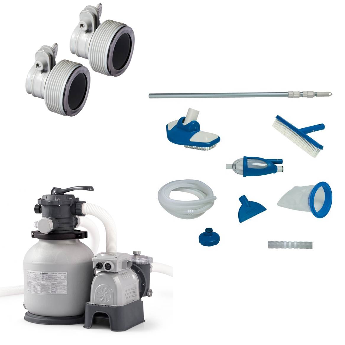 Intex Replacement Hose Adapter B (Pair) & Maintenance Kit & Sand Filter Pump