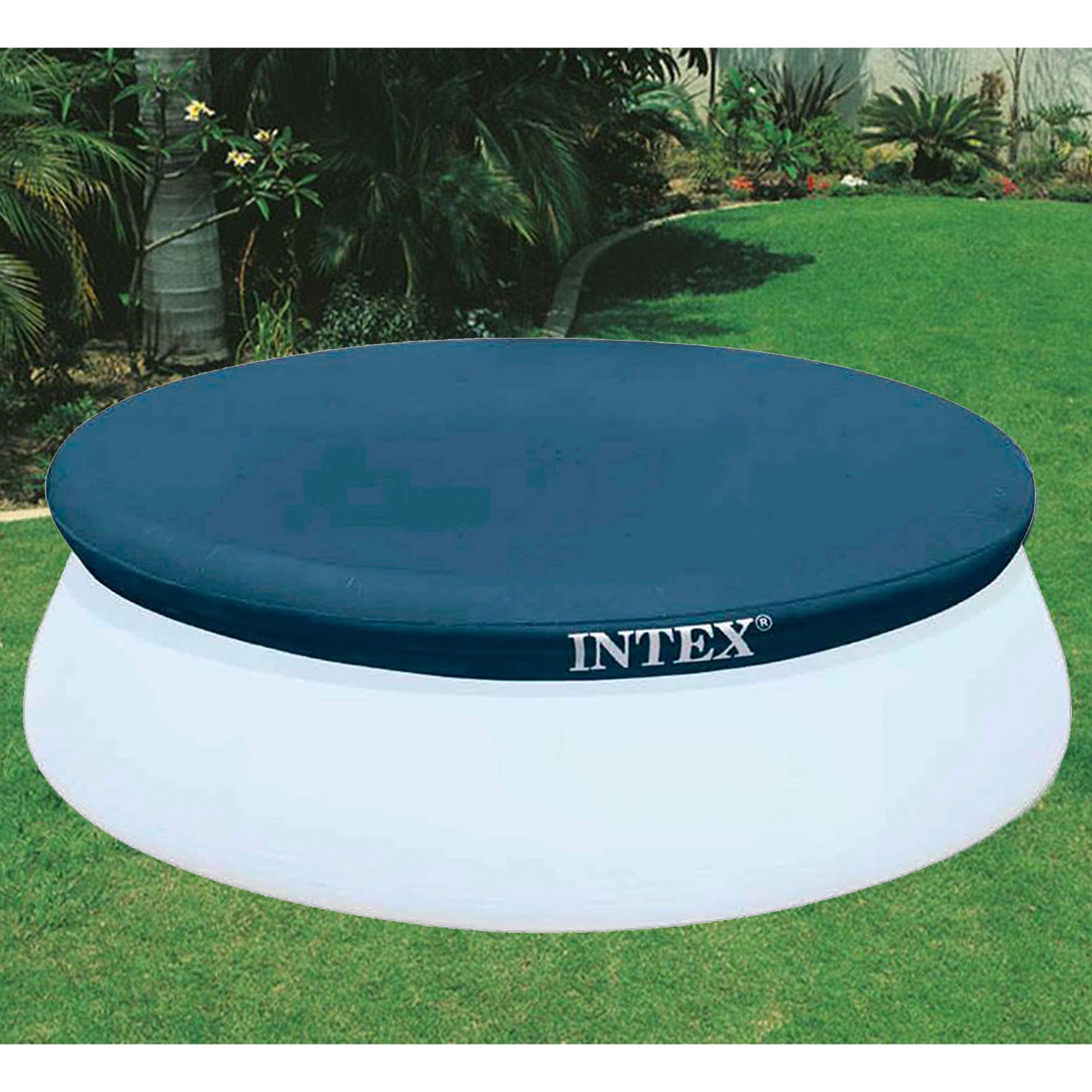 Intex 8' Round Cover for Above Ground Pools with 7" Floating Chlorine Dispenser - VMInnovations