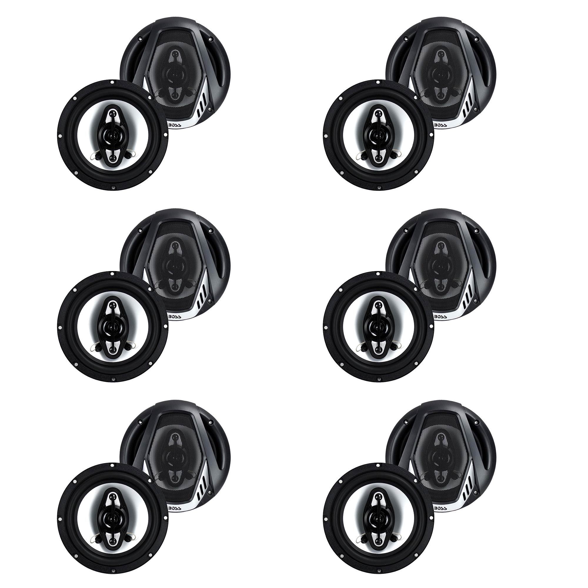 BOSS NX654 6.5" 400W 4-Way Car Audio Coaxial Speakers Stereo 4 Ohm (12 Pack)