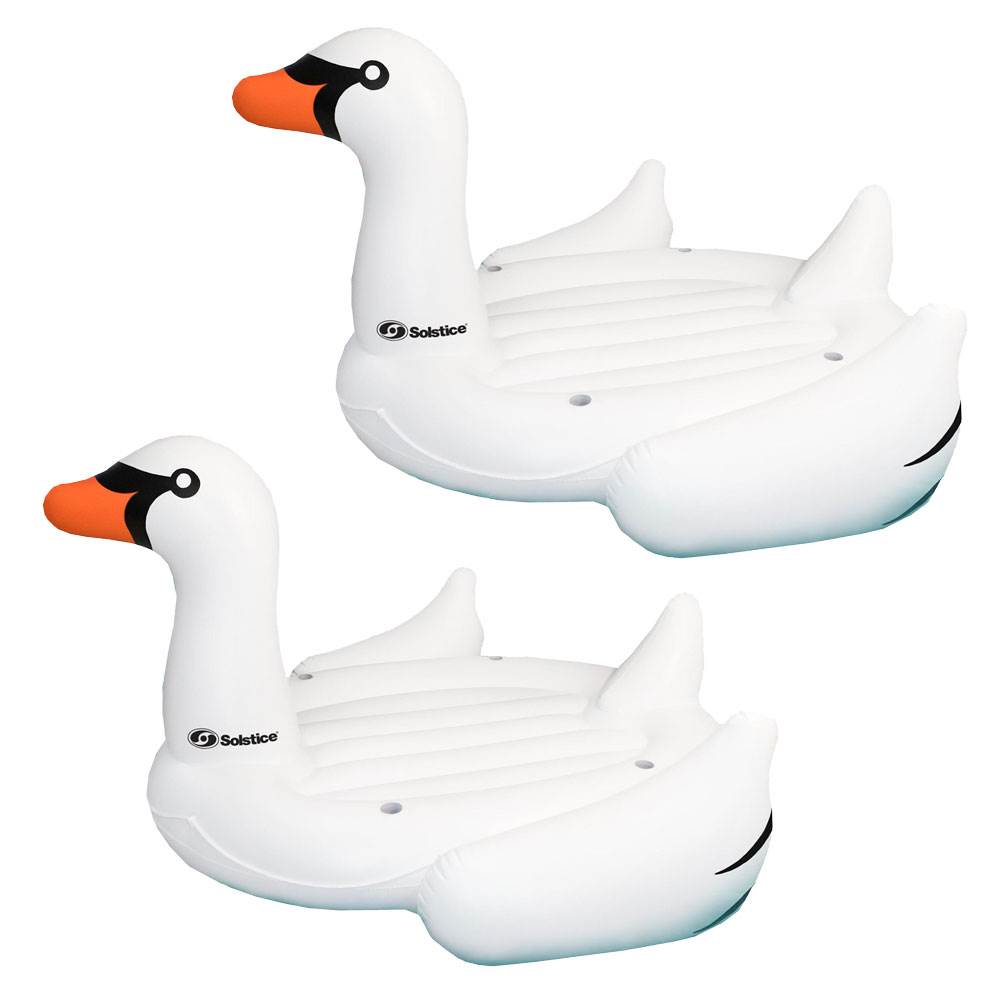 Swimline Giant 105" Inflatable Mega Swan Ride-On Swimming Pool Float (2 Pack)
