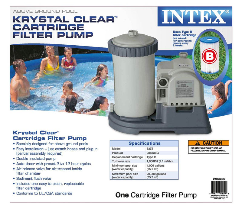 Intex 2500 GPH Swimming Pool Filter Pump & Type B Replacement Filter Cartridge - VMInnovations