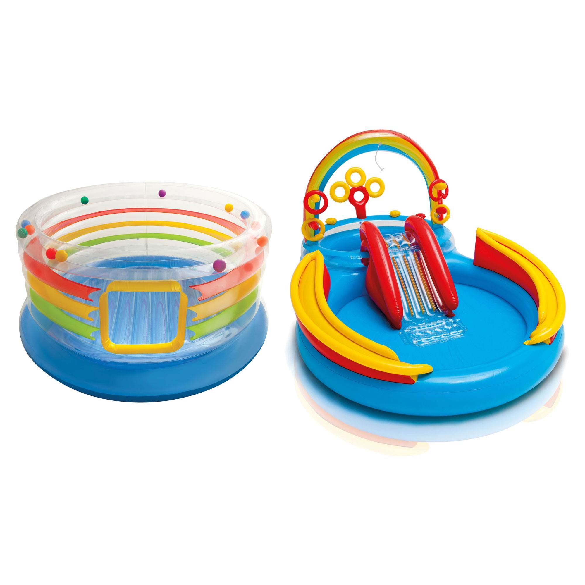 Intex Inflatable Jump-O-Lene Transparent Ring Bouncer & Rainbow Ring Water Slide