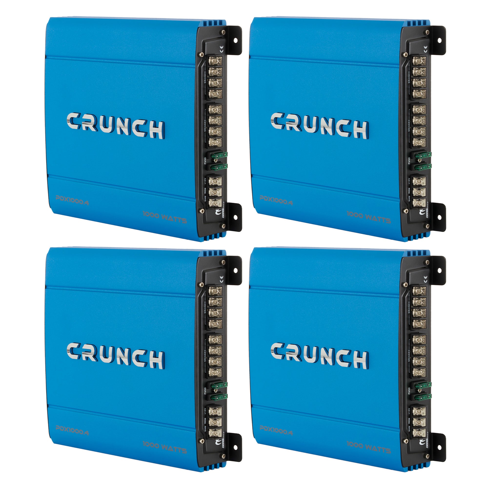 Crunch PowerDriveX 1000 Watt 4 Channel Blue A/B Car Stereo Amplifier (4 Pack)