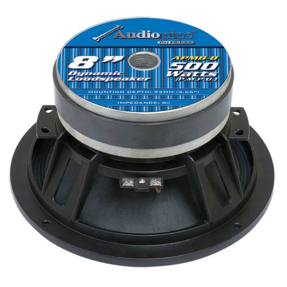 Audiopipe APMB-8B 500W 8" Low/Mid Frequency Mid-bass Car Audio Speaker (6 Pack)