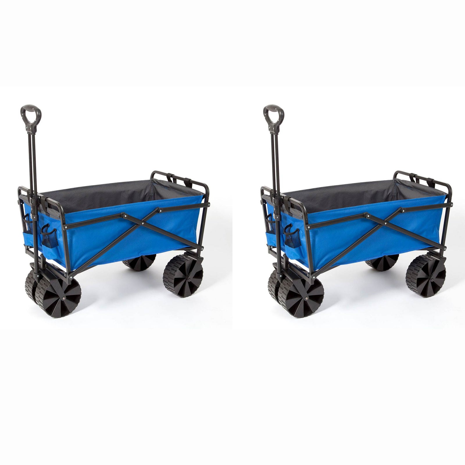 Seina Powder Coated Steel Collapsible Garden Cart Wagon, Blue & Grey (2 Pack) - VMInnovations