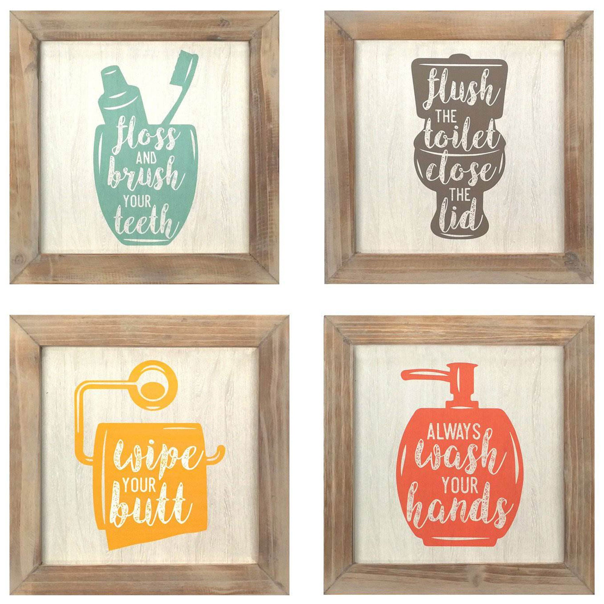 Stratton Home Decor "Floss, Flush, Wipe, Wash" Cute Bathroom Wall Art (Used)