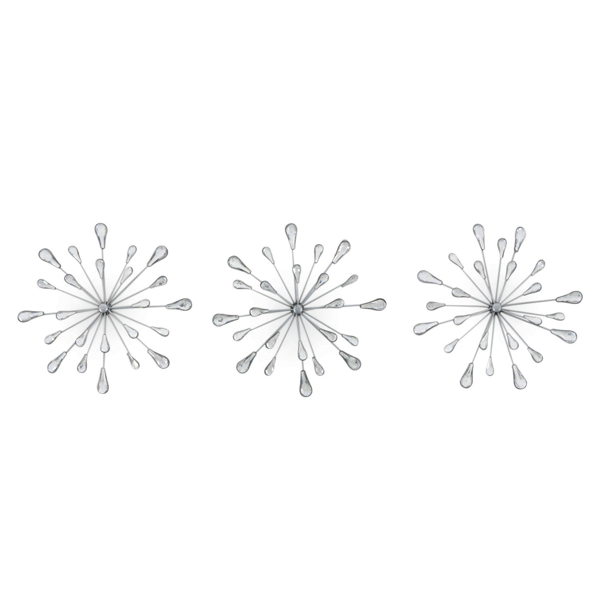 Stratton Home Decor 3 Acrylic Burst Wall Art Set, Silver (Open Box)