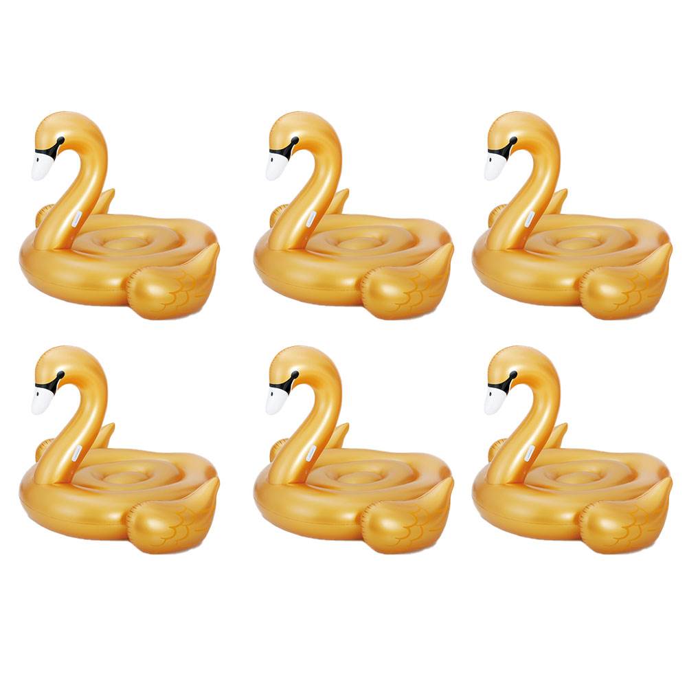 Summer Waves Golden Giant Ride On Swan Inflatable Swimming Pool Float (6 Pack)