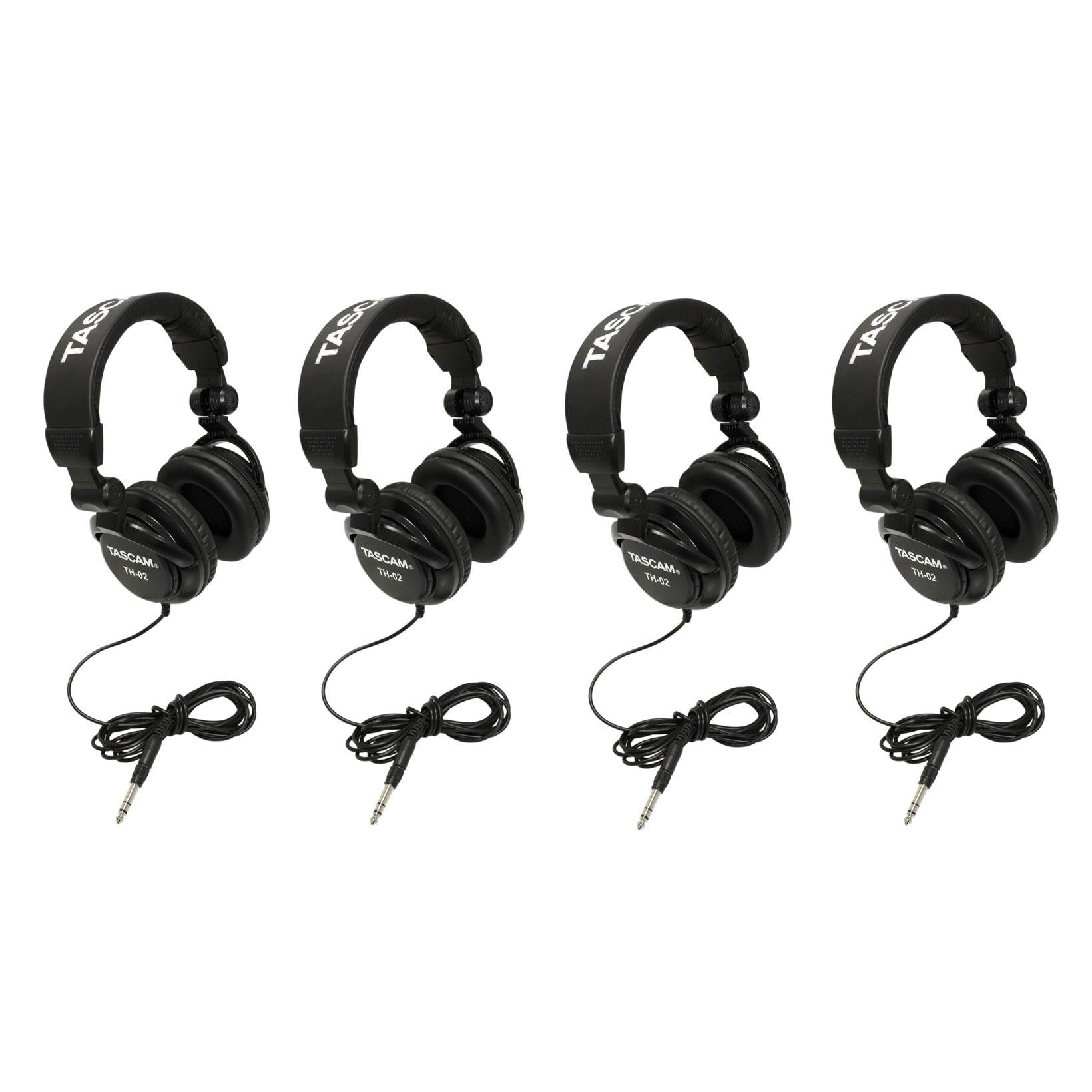 TASCAM TH-02B Padded Foldable Recording Mixing Home & Studio Headphones (4 Pack)