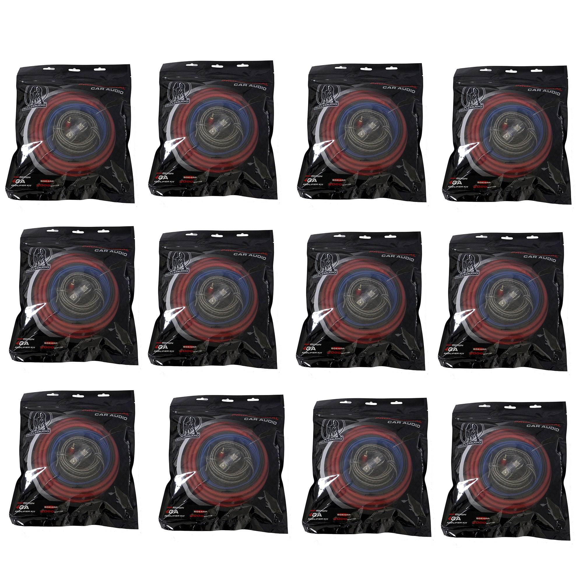 Bullz Audio 4 Gauge Car Amplifier/Amp Installation Power Wiring Kit (12 Pack)