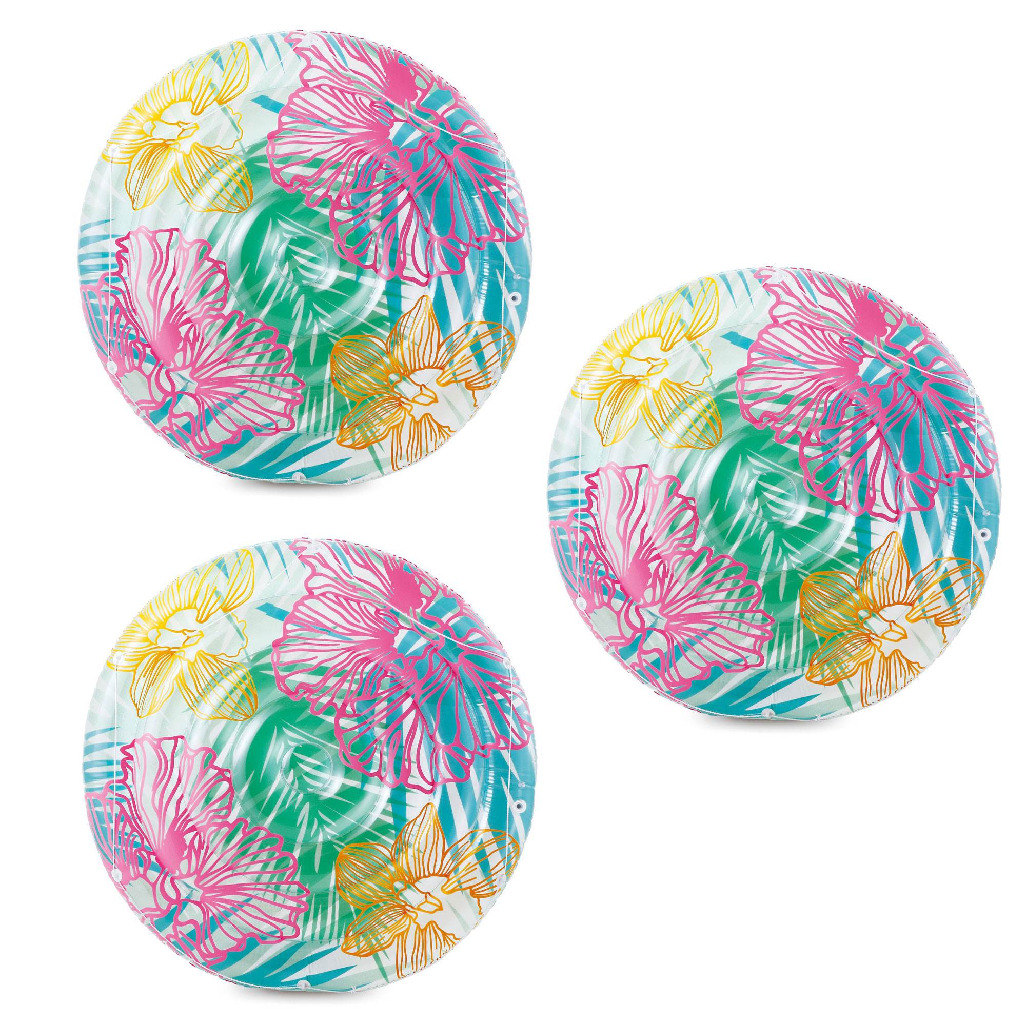Summer Waves 65" x 65" x 7" Hibiscus Island Lounge Swimming Pool Raft (3 Pack)