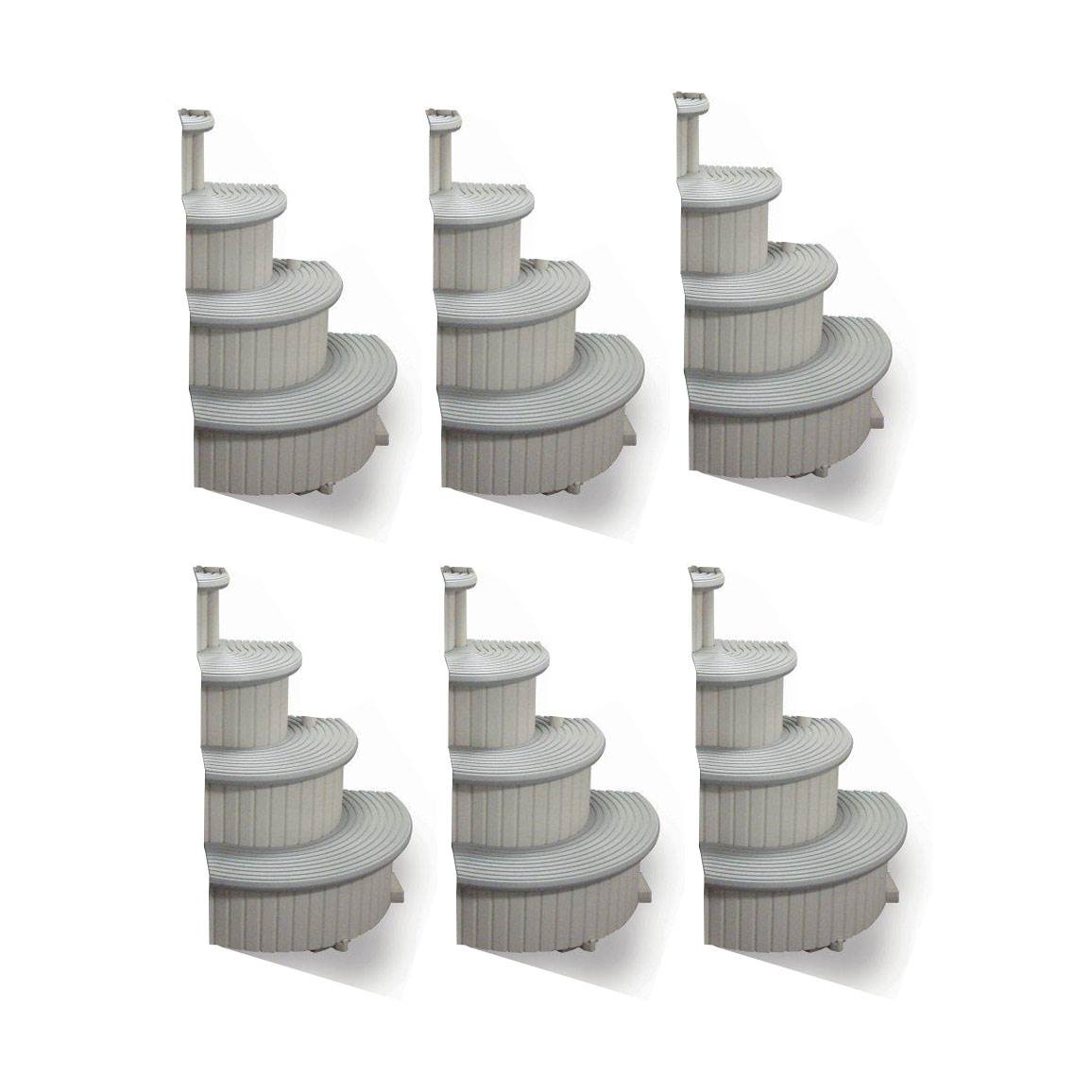 Confer Gray 4-Step Above Ground Swimming Pool Entry Steps Curved Add-on (6 Pack)
