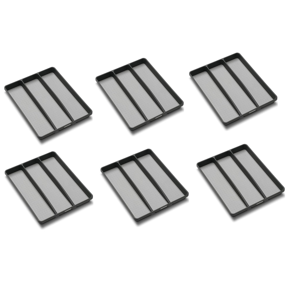 MadeSmart Large Kitchen 3 Compartment Utensil Tray Drawer Organizer (6 Pack)