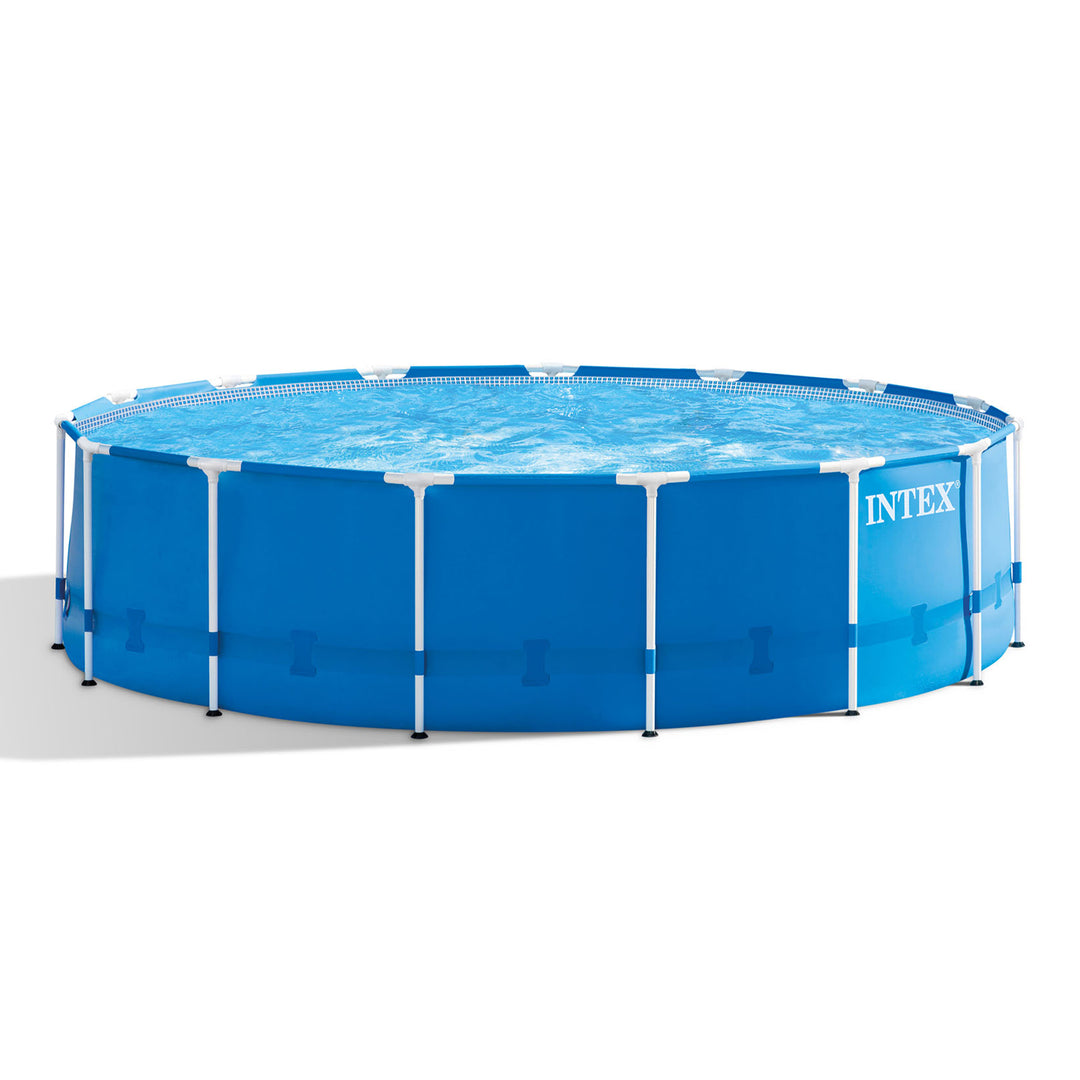 Intex Metal Frame 15' x 48" Round Above Ground Swimming Pool and Maintenance Kit - VMInnovations