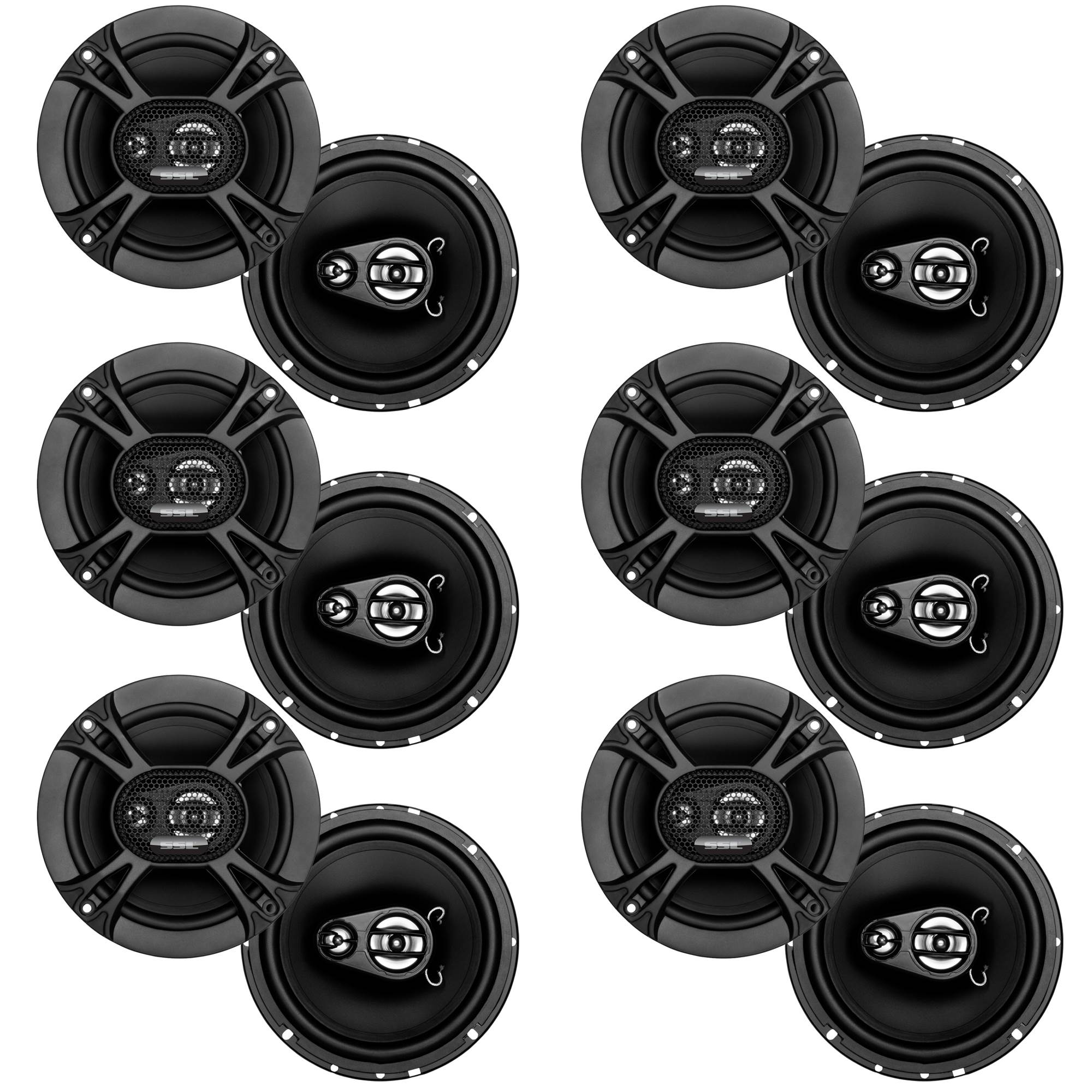 Soundstorm EX365 6.5 Inch 150W 3-Way Car Coaxial Audio Black Speakers (12 Pack)